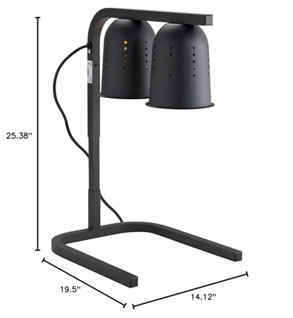 Kratos Commercial Countertop Food Heat Lamp|Freestanding Two Bulb Warmer | Black Countertop Heat Lamp for Food |120V, 500W | Adjustable Height Design | ETL Certified (31M-004) - size: 2 Bulb-Black