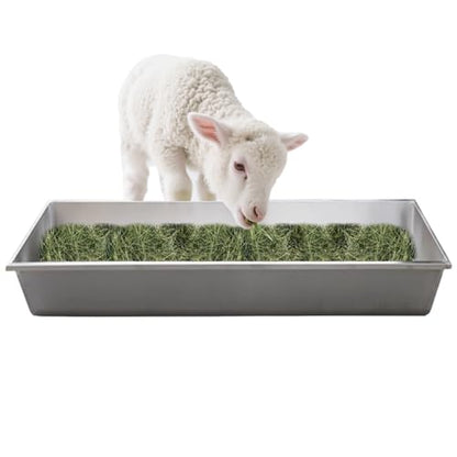 Stainless Steel Animal Feeder Trough, Durable Livestock Hay and Water Container for Pigs, Goats, Sheep, Calves, Efficient Feeding Solution - size: L 39 2/5in (100cm)
