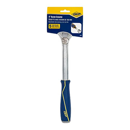 QEP 62920 4 in. Floor and Wall Razor Scraper with 5.25 in. Handle and Stainless Steel Blade