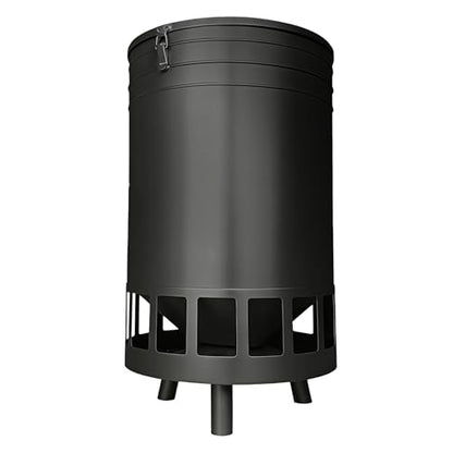 50LB Large Capacity No-Waste Chicken Feeder - Automatic Gravity Dispenser with 16 Feeding Ports, Spill-Control Design, Rust-Proof Powder Coated Metal Poultry Feeder for Coop & Outdoors