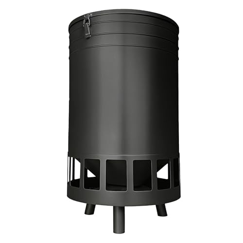 50LB Large Capacity No-Waste Chicken Feeder - Automatic Gravity Dispenser with 16 Feeding Ports, Spill-Control Design, Rust-Proof Powder Coated Metal Poultry Feeder for Coop & Outdoors