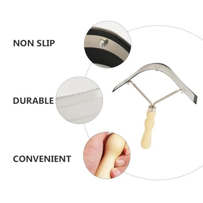 VALICLUD Livestock Hairbrush and Stainless Steel Serrated Scraper with Wooden Handle for Horse and Cattle Grooming, Sturdy Groom Supplies for Barn and Stable Use