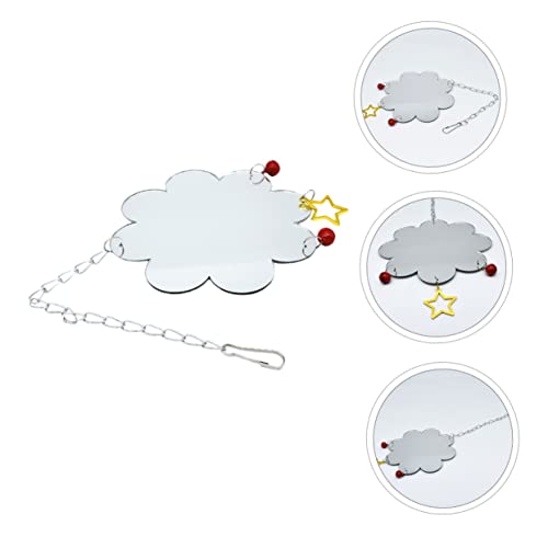 Hanging Chicken Mirror Toy Single-Sided Reflective Surface for PET Chickens Includes Bell for Cage Accessories