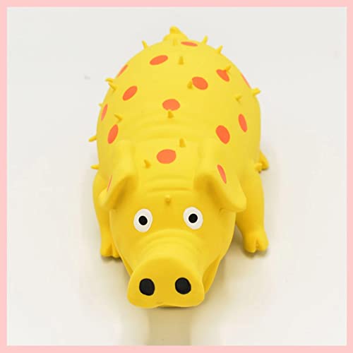 Squeaky Pig Dog Toys, 2 Pack Grunting Pig Dog Toy that Oinks Grunts for Small Medium Large Dogs, Grunting Pig Sound Play Dog Toy - color: Red and Yellow