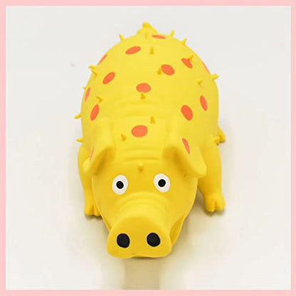 Squeaky Pig Dog Toys, 2 Pack Grunting Pig Dog Toy that Oinks Grunts for Small Medium Large Dogs, Grunting Pig Sound Play Dog Toy - color: Red and Yellow