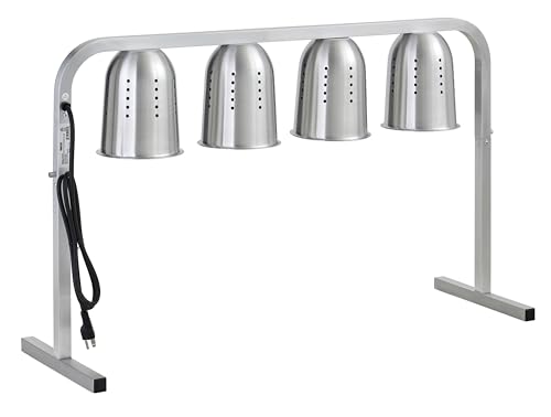Kratos Commercial Food Warmer, Freestanding Heat Lamp with Four Bulbs, Adjustable Height, Silver, 120V, 1000W (31M-008) - size: 4 Bulb-Silver