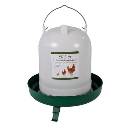 Hen's Choice Chicken Feeder and Waterer Set, 11 lb Feed Capacity, 2.1 Gallon Water Capacity, Adjustable Height (Green) - color: Green