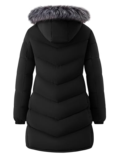 wantdo Women's Long Hooded Winter Coat Warm Quilted Puffer Jacket(Available in Plus Size) - color: Black, size: 3X-Large Plus
