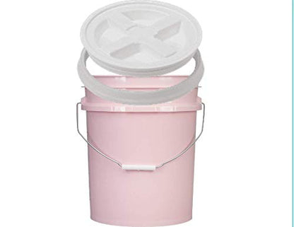 House Naturals 5 Gallon Pink Food Grade Bucket Pail with Air Tight screw on Lid (Pack of 2) Made in USA buckets