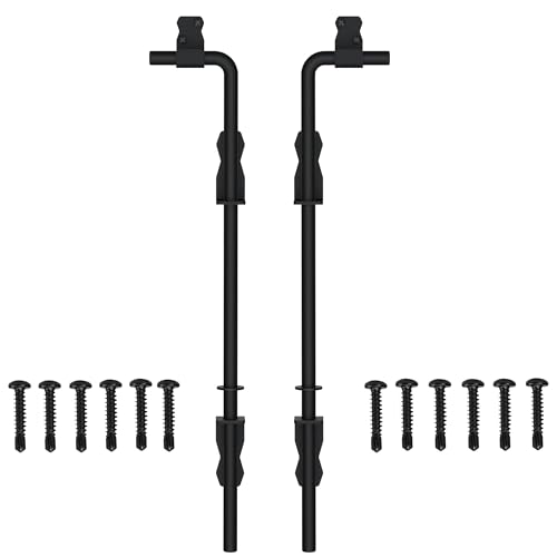 Sdstone 18 Inch Heavy Duty Cane Bolt Gate Drop Rod,Gate Ground Latch Hardware for Wooden Fences,Metal Gates Doors Stopper for Gate Ground (Black Finish,2 Pack) - size: 18-Inch-2Pack