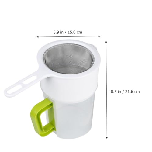 Soy Milk Filter Cup and Juice Mesh Strainer Set 1.5l with Fine Food Strainer Spoon and Cleaning Brush for Homemade Yogurt, Nut Milk, and Juice Filtering in Kitchen