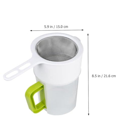 Soy Milk Filter Cup and Juice Mesh Strainer Set 1.5l with Fine Food Strainer Spoon and Cleaning Brush for Homemade Yogurt, Nut Milk, and Juice Filtering in Kitchen