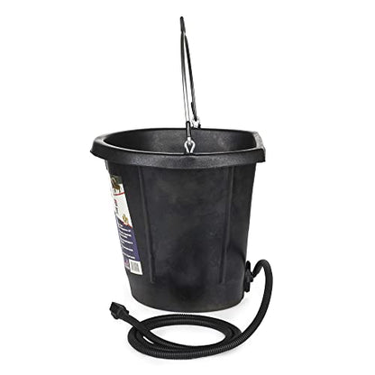 Farm Innovators FB-80R Rubber 3 Gallon Flat Back Heated Bucket with Metal Handle, Built in Thermostat, and Concealed Heating Element, 70 Watt - color: 3 Gallon, size: Single