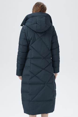Orolay Women's Long Maxi Down Coat with Hood - 700 Fill Power RDS Certified Winter Puffer Jacket - color: Navy, size: Medium