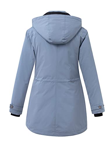 WenVen Women's Waterproof Winter Coats Warm Thicken Puffer Jackets with Detachable Hood - color: Blue, size: X-Large