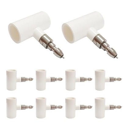 Stainless Steel Automatic Water Nipple System Kit with 1/2 Inch PVC Tee for Rabbits, Bunnies, Mouse(10pcs) - color: White-Flat mouth