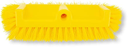 SPARTA Multi-Level Tile Scrub Brush 12" Wide Brush Head, Heavy-Duty Tile Cleaning Brush with End Bristles for Commercial Tiles, Tubs and Floor, Plastic, 12 Inches, Yellow - color: Yellow
