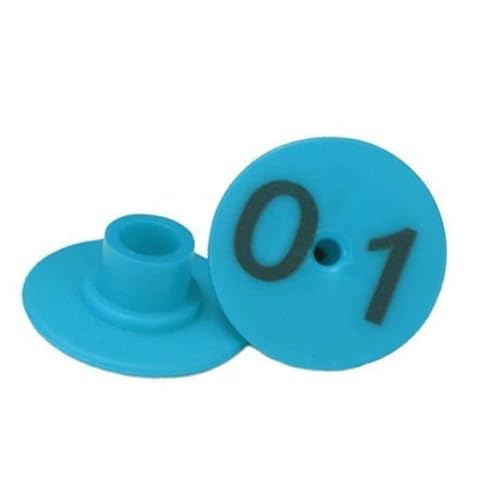 Piglet Round Ear Tags, Digital Livestock Ear Tags, Large and Eye-catching Numbers for Easy Identification 01-100 Blue - color: Blue
