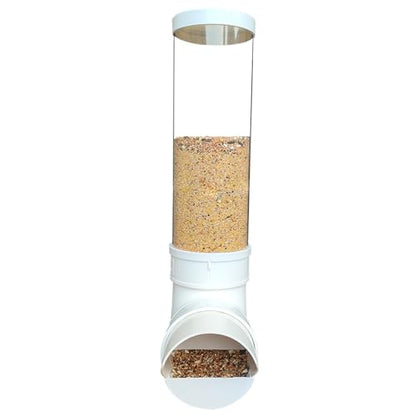 PVC Chicken Feeder,Outdoor Automatic Chicken Feeder,Chicken feeders no Waste,wall Mount Weatherproof Chicken Gravity Feeder (Transparent) - color: transparent