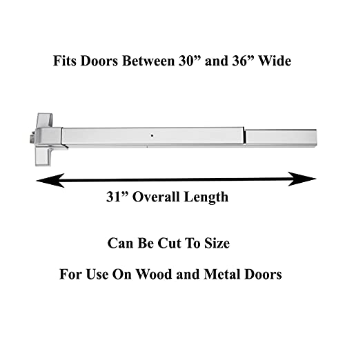 Dynasty Hardware Push Bar Panic Exit Device for Emergency Exit Doors, Aluminum Finish Commercial Panic Bar Door Handle, Push Bar for Exit Door, Panic Bar Lock, Push Bar Door Handle for Safety