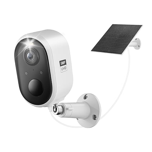 Solar Security Camera Outdoor Wireless, 5MP(3K) Color Night Vision, Battery Powered PIR Motion Detection,2.4GHz WiFi Cameras for Home Surveillance, Light and Sound Alarm, 2-Way Audio, Waterproof - style: 5MP 1 pack