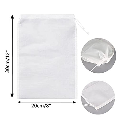 3-Pack Nut Milk Bags - Reusable Nylon Food Strainers, Multi-use Yogurt & Coffee Filters (8"x12") - size: 8"x12"