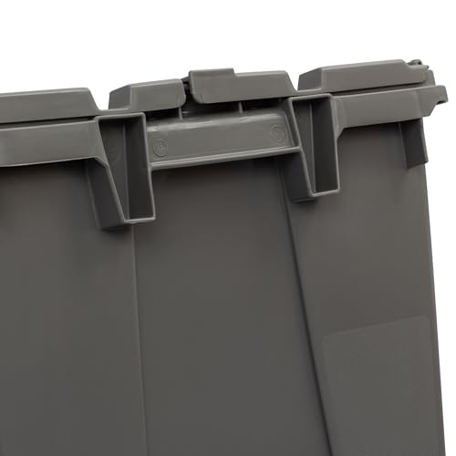 Buckhorn Industrial Lidded Plastic Storage Container, Nesting and Stackable Plastic Storage Box with Lid Attached, Organization Tote for Garage and Warehouse, 12 Gallon Capacity, 21"x15"x12", Gray
