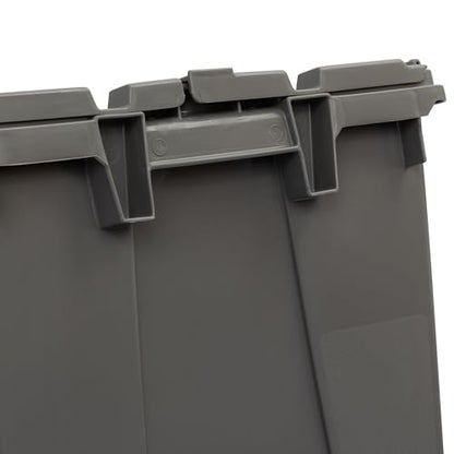 Buckhorn Industrial Lidded Plastic Storage Container, Nesting and Stackable Plastic Storage Box with Lid Attached, Organization Tote for Garage and Warehouse, 12 Gallon Capacity, 21"x15"x12", Gray