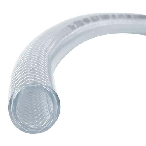 Gloxco Clear Braided PVC Tubing, Food Grade, Heavy Duty Reinforced Hose, 3/4" ID, 50 Ft Length - size: 3/4" x 50 Ft