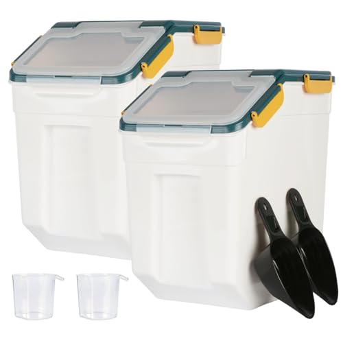 Saim Flour Storage Container Bin 25lbs (2 Pack), BPA Free Rice & Food Dispenser with Lid, Measuring Cup & Scoop - Kitchen Pantry Organizer for Grain, Cereal, Dog Food, Baking Supplies - Dark Blue - color: 2Pack 25lbs Dark Blue