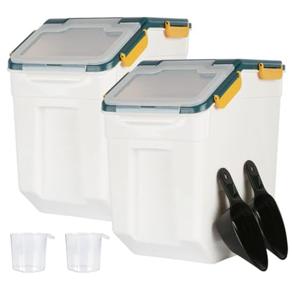 Saim Flour Storage Container Bin 25lbs (2 Pack), BPA Free Rice & Food Dispenser with Lid, Measuring Cup & Scoop - Kitchen Pantry Organizer for Grain, Cereal, Dog Food, Baking Supplies - Dark Blue - color: 2Pack 25lbs Dark Blue
