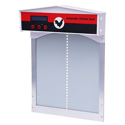Automatic Chicken Coop Door with Timer&Light Sensor, Weatherproof Chicken Door Opener Kit with LCD Screen, Anti-Pinching Protect Function, Safety Mechanism, Battery Powered