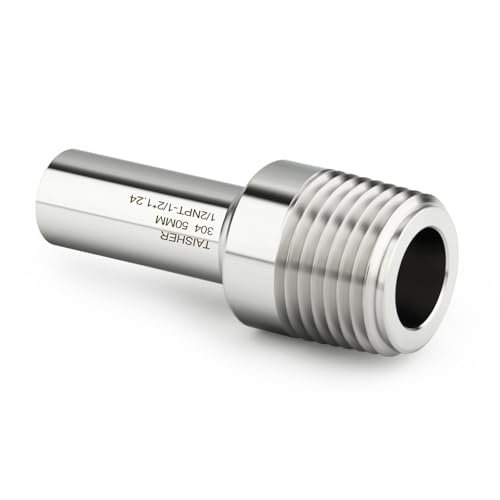 TAISHER 5PCS 304 Stainless Steel Pipe Fittings, 1/2" NPT Male Threaded, 2" Length Weld Nipple Cast Pipe - size: 1/2" NPT x 1/2" OD(2" Length)