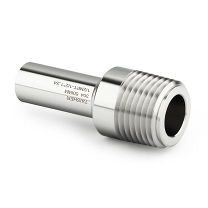TAISHER 5PCS 304 Stainless Steel Pipe Fittings, 1/2" NPT Male Threaded, 2" Length Weld Nipple Cast Pipe - size: 1/2" NPT x 1/2" OD(2" Length)