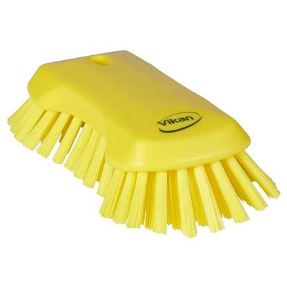 Vikan 38946 Extra Large Hand Brush, Multifunctional, Slip-Resistant Cleaning Tool, Extra Stiff Polypropylene & Polyester Bristle, 9.1", Yellow - color: Yellow