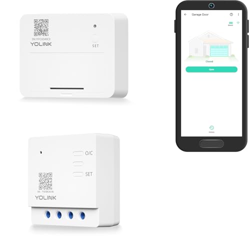 YoLink Garage Door Controller and Wireless Sensor - Remote Control Existing Garage Door Opener, 1/4 Mile World's Longest Range Garage Door Control Kit Compatible with Alexa IFTTT, YoLink Hub Required - color: White Contoller 1+White Sensor