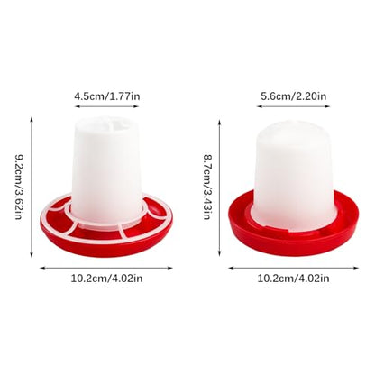 Chicken Feeder and Waterer Set, Chick Poultry Feeding Equipment Kit Automatic Feeding and Watering for Baby Turkey Guinea Fowl Quail Pigeons Ducks(0.35Lbs + 160ml)