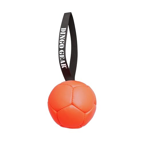 Dingo Gear Dog Ball with 1 Handle, Faux Leather, Orange 5in - color: Orange Ball, size: 5"