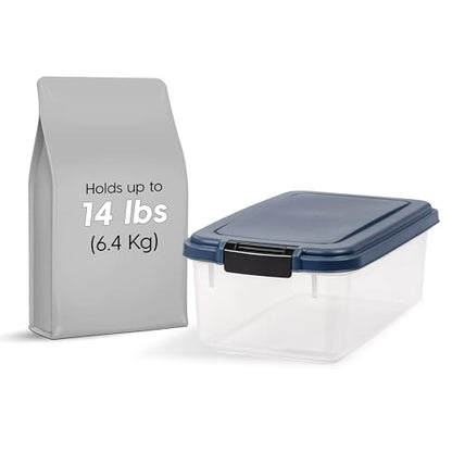 IRIS USA Airtight Dog Food Storage Container, Up to 14 lbs, Dog Cat Bird and Other Pet Food Treats Storage Bin, Dog Cat Wet Food Cans, Keep Fresh, BPA Free, Stackable, Navy - size: 14 lbs