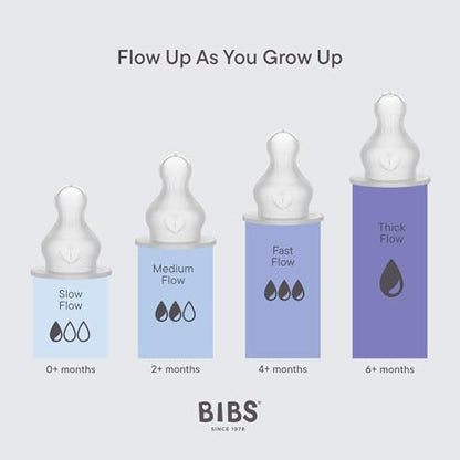 BIBS Bottle Nipple 2-Pack. Anti-Colic. Extra Nipples for BIBS Baby Bottles. Round Nipple. - Silicone, Fast Flow - color: Fast Flow | Silicone