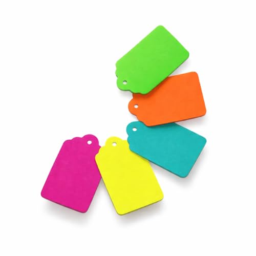 Colorful Marking Tags #7 Without Strings - Pack of 500 (2-1/4" x 1-7/16") – Bright Cardstock Labels, Multi Color Sturdy Unstrung Paper Tags - style: Unstrung