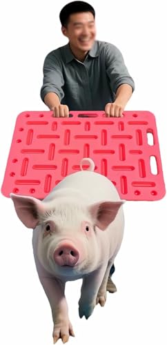 Livestock Sorting Board, Easy to Hold Driving Boards for Pigs with Handle, Large Red Pig Moving Boards Deflect Kicks for Cattle, Sheep, Goats, Smooth Surface~/ - size: Medium - 97 x 76 cm