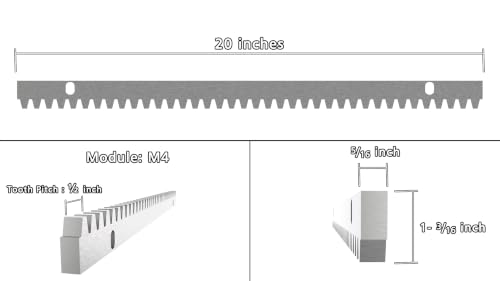 Blütezeit Galvanized Steel Gear Rack 8mm Thickness 1.64ft 2 Pieces Including Mounting Hardware Total 3.28 Feet Teeth Track for Sliding Gate Operator - size: 2-Pack Racks