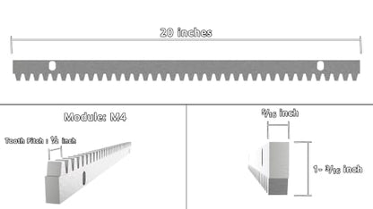 Blütezeit Galvanized Steel Gear Rack 8mm Thickness 1.64ft 2 Pieces Including Mounting Hardware Total 3.28 Feet Teeth Track for Sliding Gate Operator - size: 2-Pack Racks
