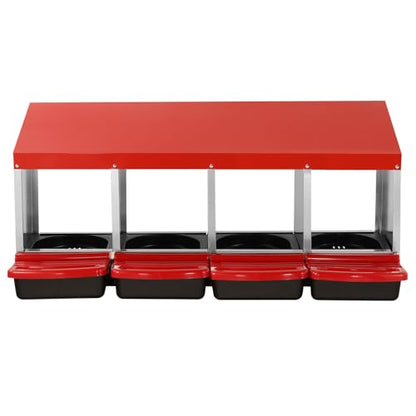VEVOR Chicken Nest Box, 4-Compartment, 15 to 30 in Stable & Corrosion-Resistant Metal Nesting Boxes with Inclined Nesting Boxes, Bottom Holes & Resting Platform, Fit for Different Chicken Breeds - size: 41.7"L x 20.6"W x 18.7"H