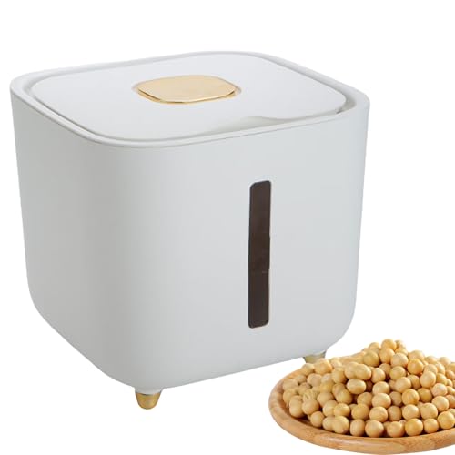 Grain Hopper - High Volume Sealed Provision Bin With Cover, Food Preservation Holder, Large Household Supply Vault, Animal Feed Reservoir, Clear Level Display | for Home Cupboard Pet Feeding Managemen - color: Transparent gray