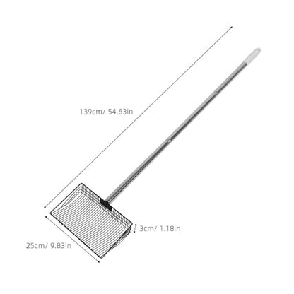 ARTIBETTER Metal Chicken Coop Waste Scoop with Long Handle for Farm Manure Removal and Livestock Stall Cleaning, Wide Litter Tray Sifter Shovel for Poultry, Cattle, Goat, and Sheep Waste