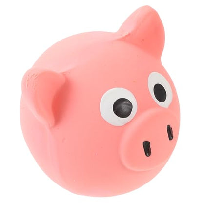 Interactive Pig Head Squeaky Dog, Sturdy Latex Chew Ball for Small and Large Dogs, Puppy Teething for Indoor and Outdoor Play, Pink Pet