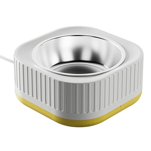 Heated Water Bowls for Animals, Outdoor Thermostatic Control Heated Water Bowls, Heateds Waters Bowl for Outside Animals Dogs Cats Rabbits Chickens Birds, Provides Warm Water in Winter (Yellow) - color: Yellow