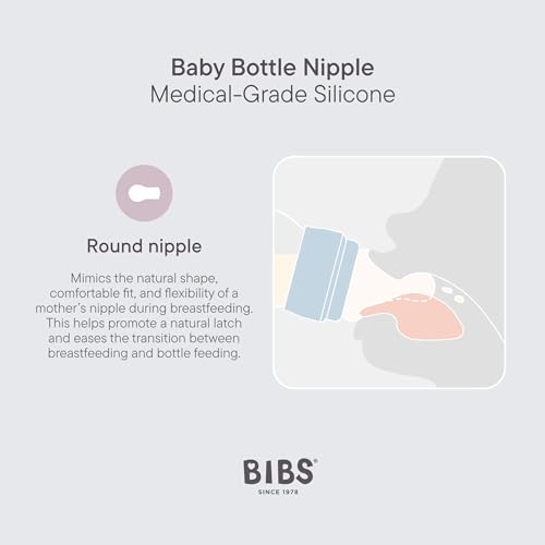 BIBS Baby Bottle Silicone Nipple 2 Pack - Anti-Colic, BPA-Free, Round Silicone Nipple, Thick Flow, Lightweight & Easy to Clean, Suitable for Newborns & Toddlers - color: Thick Flow | Silicone